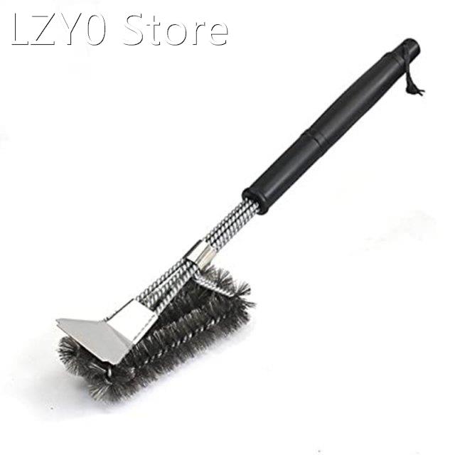 3 In 1 Grill Brush with Scraper Stainless Steel Wire Bristle