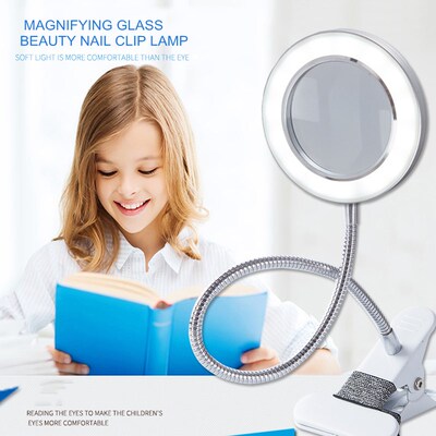 LED Desk Lamp Clip on Light  Magnifying Glass Clamp Lamp Ey