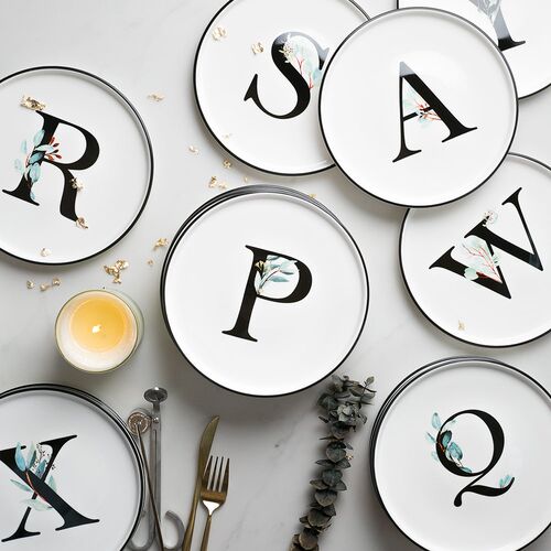 ceramic dinner plates 8 inch Europe style round on-glazed po