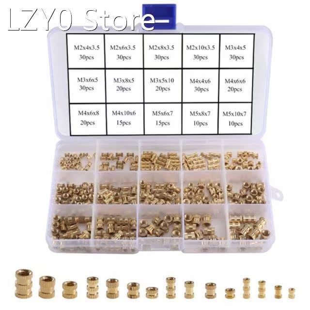 330Pcs Female Thread Knurled Nuts M2 M3 M4 M5 Brass Threaded