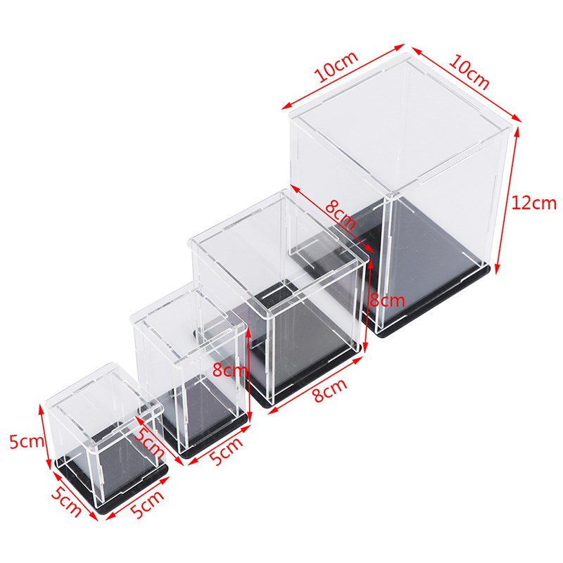 1Pc Acrylic Self Assembly Display Case Clear Cube Box UV Du
