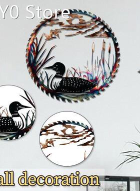 Metal Bird Hanging Decoration Hollow Rural Style Scenery Sil