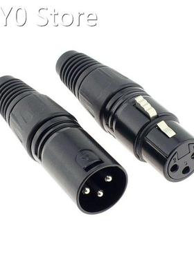 1pc XLR 3Pins Audio Microphone Cable Connector Black Male Fe