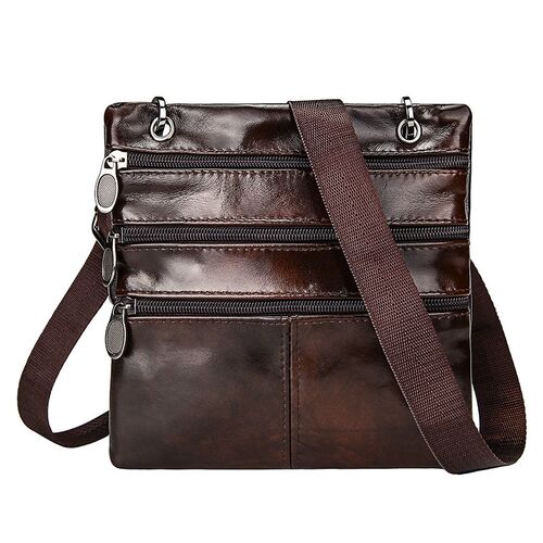 New Men's Solid Real Leather Messenger Bag Vintage Small Cr
