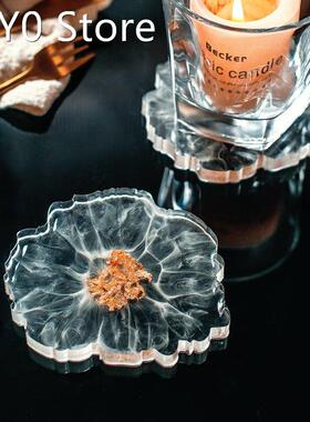 Resin Cups Coaster With Gold Foil Decoration Epoxy Finished