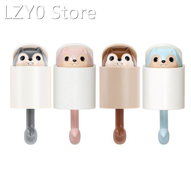 Creative Self-Adhesive Cartoon Squirrel Keychain Hook Coat W