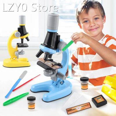 Children Biological Microscope Microscope Kit Lab LED 100X-4