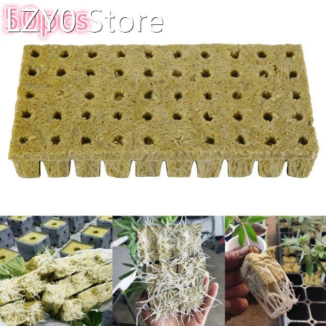 50pcs RockWool Plant Starter Grow Plug Cubes Base Practical