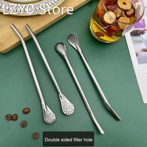 Stainless Steel Straw Colander Pipette Scoop Reusable Dual-p