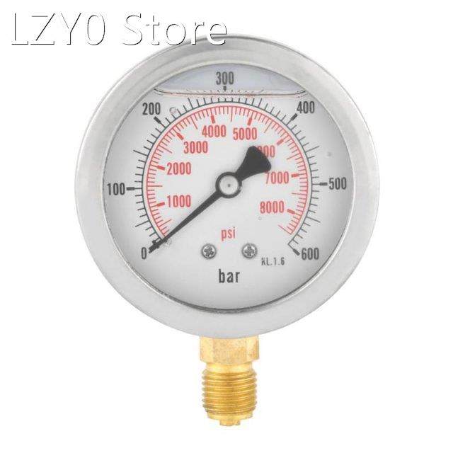 0-600Bar Pressure Gauge G 1/4 63mm Dial Hydraulic Water Pre
