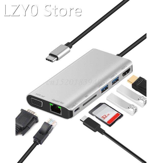 Type-C Multi-function Dock Station with USB3.0x2/SDx1 Card+H