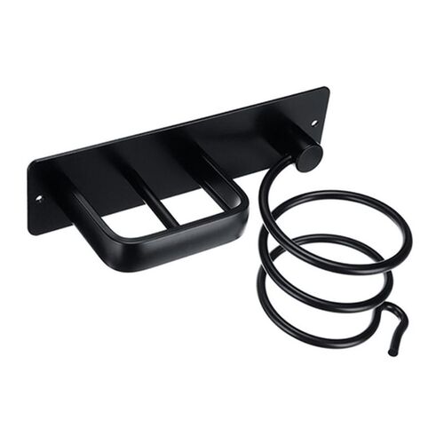 Wall Mounted Hair Dryer Holder Bathroom Black Space Aluminu