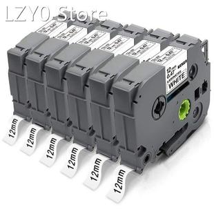 6 Pcs 12mm 0.47 White Tape Black Ribbon on White Background