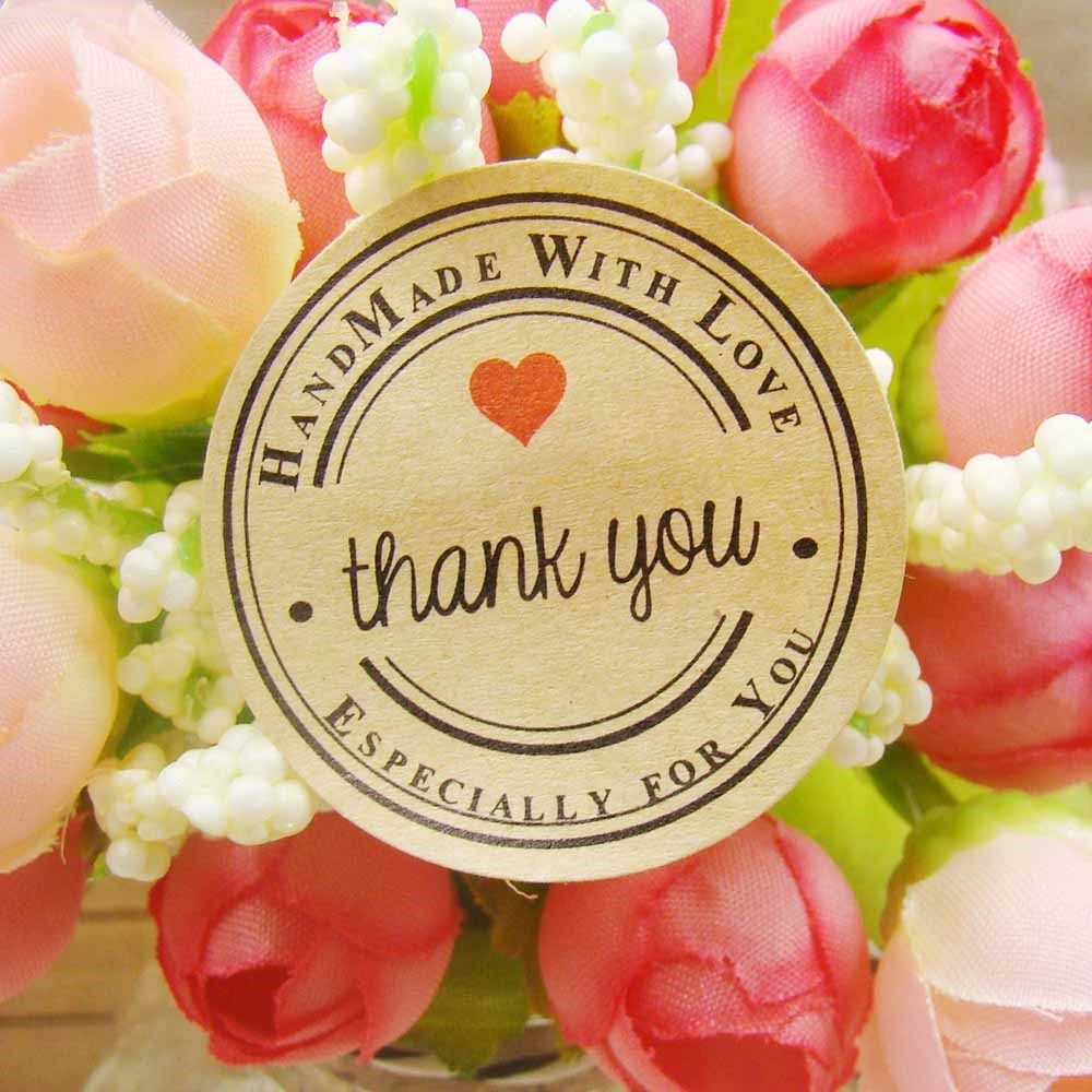 144pcs Thank You love self adhesive stickers kraft label st