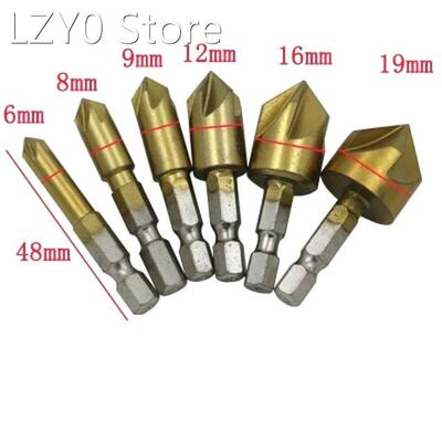 3PCS/6PCS HSS Chamfer Countersink Chamfer Drill Bit 1/4 Hex