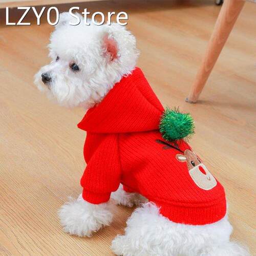 New Winter Pet Dog Clothes Warm Plush Christmas Elk Couple D
