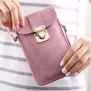 Women Leather Messenger Bag Mini Cell Cellphone Pouch Stude
