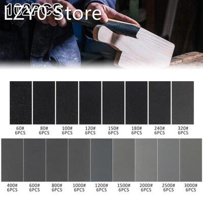 102Pcs 14*7.5cm Wet Dry Sandpaper Sheets 60 To 3000 Assorted