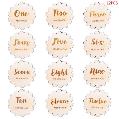 12 Pcs/set Handmade Baby Milestone Card Vintage Leaf Numbers