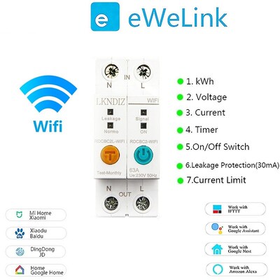 2P WIFI Energy Power kWh Meter  Circuit Breaker Time Timer