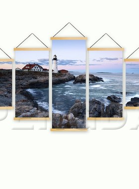 Home Decoration Wall Artwork 5 Panel Lighthouse Sea View Pai