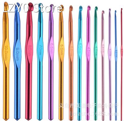 Metal hook needles set Crochet Knitting Tools multicolor alu