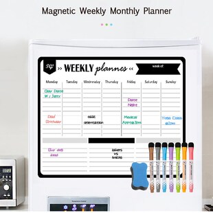 Dry Board Magnetic Weekly Monthly Planner Calendar Black Boa