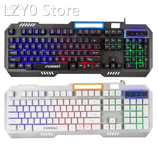 USB Wired Mechanical Gaming Keyboard 104Key Metal Panel Rain