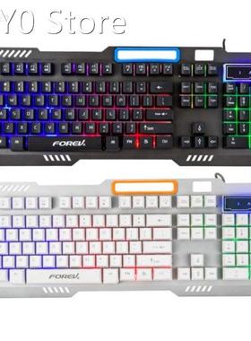 USB Wired Mechanical Gaming Keyboard 104Key Metal Panel Rain