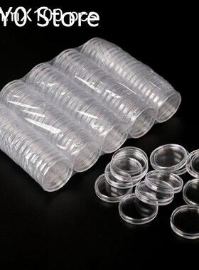 100pcs Transparent Round Boxes Coins Collection Large Capaci