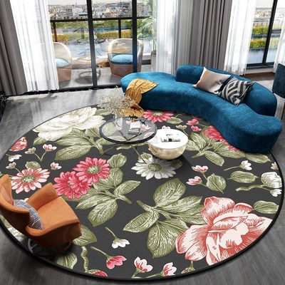 3D Flower Rose Round Carpet Balcony Table Circle Rugs Living