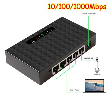 Network Switch 5 Gigabit Port  Desktop Switch 10/100/1000Mb