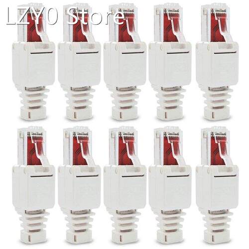 10 x Network Connectors Tool-Free RJ45 CAT6 LAN UTP Cable Pl