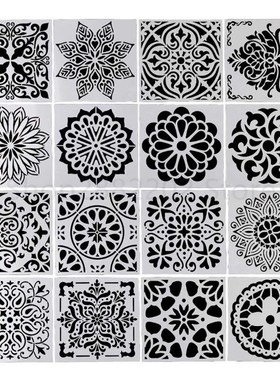 16pcs/set Mandala Stencil Drawing Template Ruler Stencils Fo