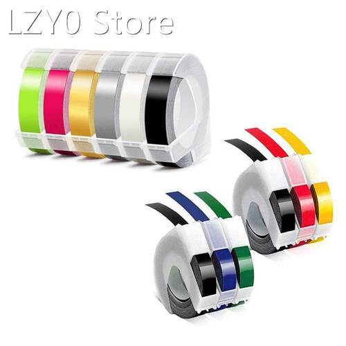9mm x for Dymo Embossing Label Machine & White on Bl