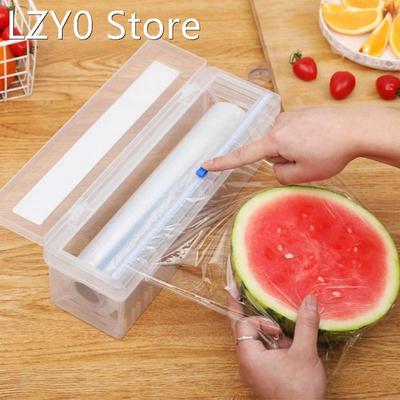 1PC Plastic Wrap Food Film Dispenser For Kitchen Storage Org
