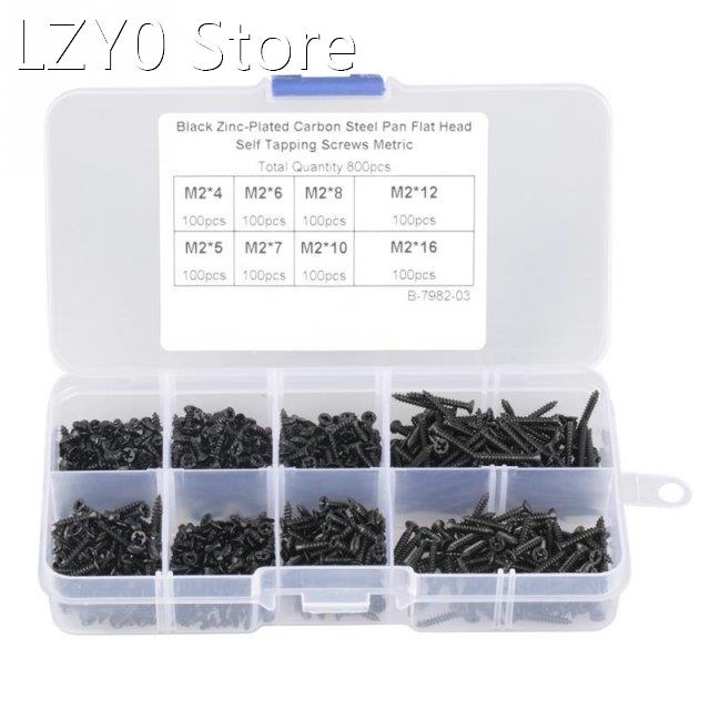 800Pcs/Lot M2 Cross Screws Self Tapping Screw Carbon Steel C