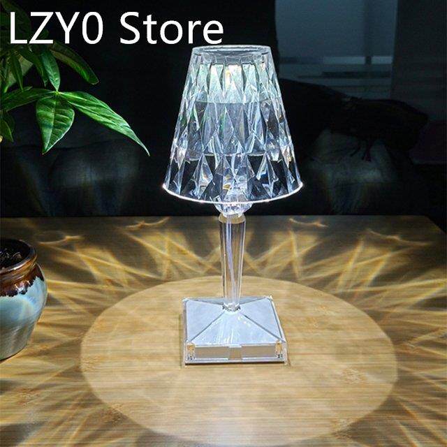 Three Color Table Lamp Usb Rechargeable Acrylic Decorative D