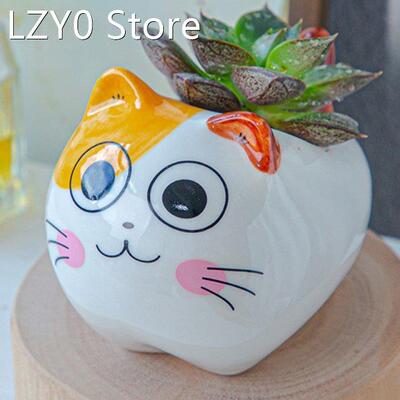 Cartoon Animal Flower Pot Cute Cat Ceramic Succulents Garden
