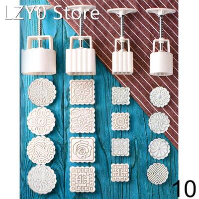 6 / 10 pcs DIY Beautiful Round Pastry Mooncake Mold Cookies