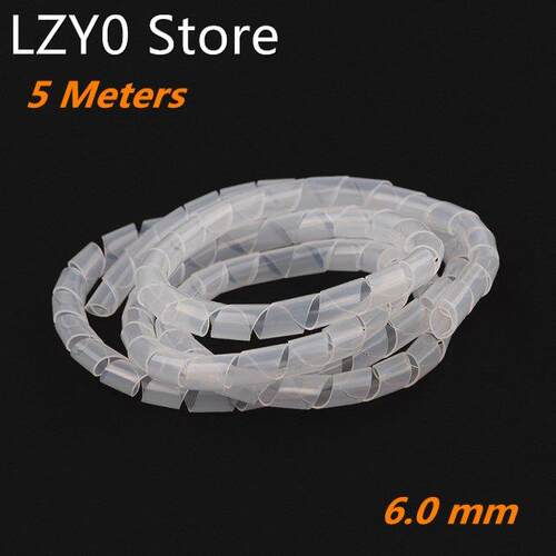 1pack(5m) x White Spiral Cable Wires Tidy Wrap PC Home Cinem