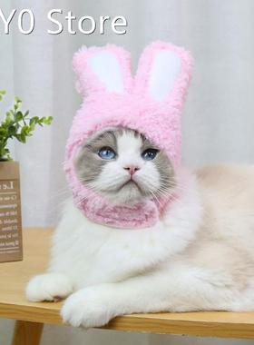 Pet Cat Bunny Headgear Rabbit Cap Dog Teddy Bichon Transform