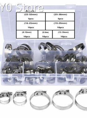 60 Pieces Portable Hose Clamp Stainless Steel Adjustable Fue
