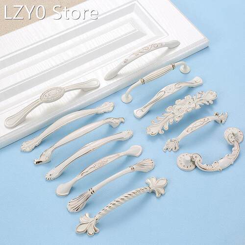Ivory White Handle European Wardrobe Door Handle Modern Simp
