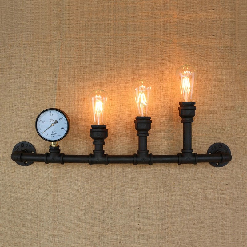 Industrial retro loft iron water pipe wall light coffee sho