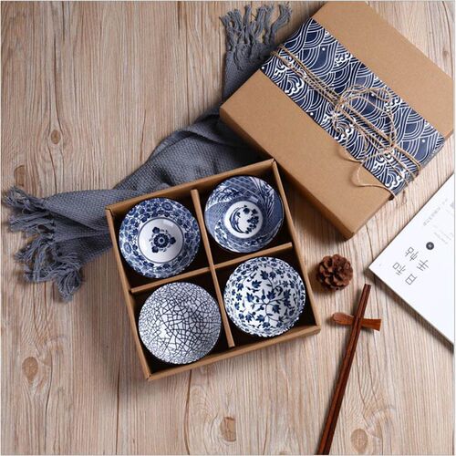 Japanese bowl set set blue and white porcelain bowl ceramic
