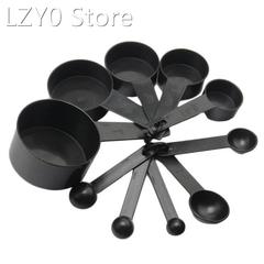 10pcs Black Plastic Measuring Spoons Cups Set Tools For Baki