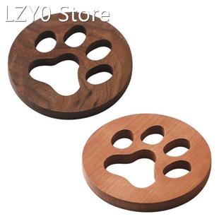 2022 New Premium Wooden Drink Coaster Hollow Cat Paw Drink C