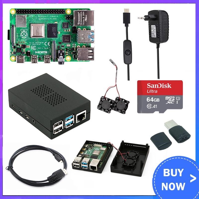 Original  Raspberry Pi 4 Model B Kit + ABS Case + Dual Fan
