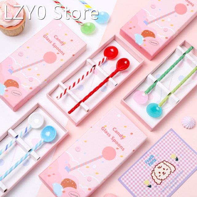 2 X Premium Glass Spoon Sets Coffee Dessert Sugar Ice Cream